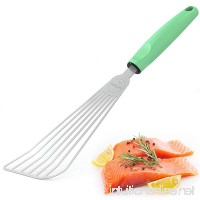 Fish Spatula Stainless Steel | Multipurpose Flexible Slotted Spatula with Non-Slip Silicone Handle for Turning Frying and Grilling + Transferring – eggs meat fish and pancakes + Vegetable Peeler - B073RDJ7M4